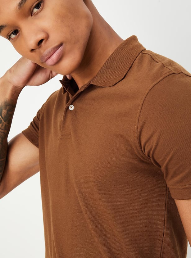 Men Slim Fit Solid Polo T-shirt