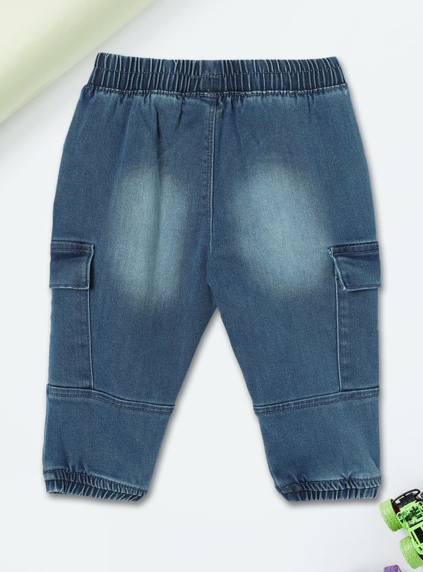 Boys Washed Denim Cargo Joggers