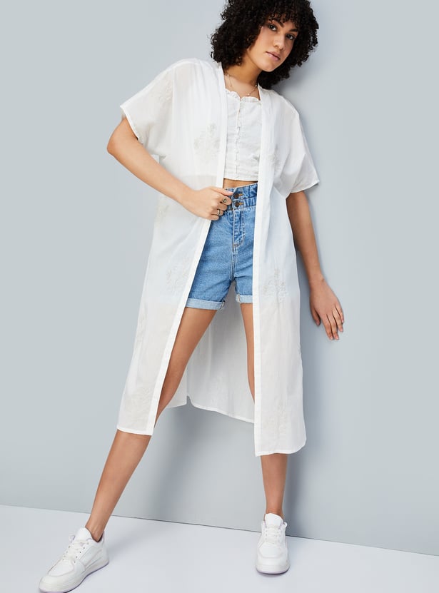 Women Embroidered Front-Open Shrug