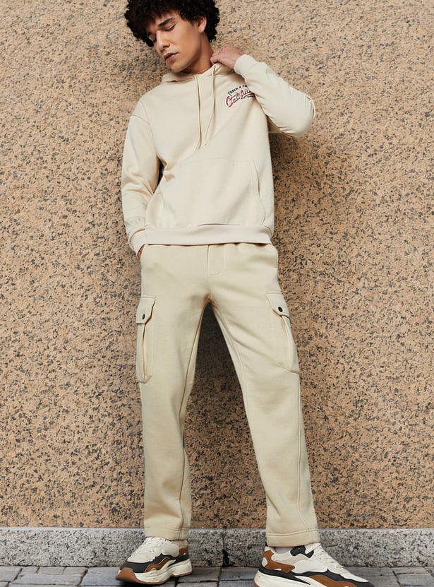 Men Relaxed Fit Solid Cargos