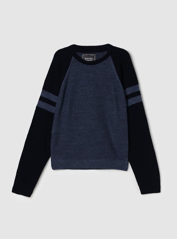 Boys Colourblocked Raglan Sleeves Sweater