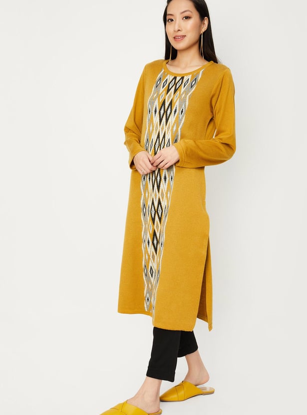Women Argyle Knit Winter Kurta