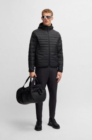 Water-repellent padded jacket with sleeve pocket